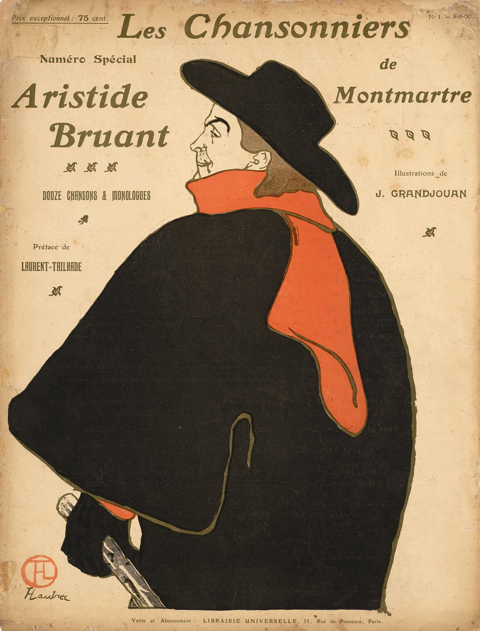 Les chansonniers de Montmartre, numéro spécial Artistide Bruant – Affiche ancienne – Henri DE TOULOUSE-LAUTREC – 1906