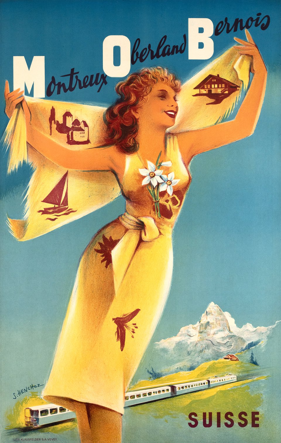 Montreux Oberland Bernois – Vintage poster – Samuel HENCHOZ – 1952