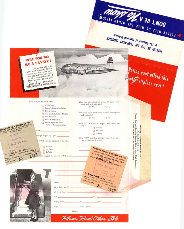TWA ticket & survey