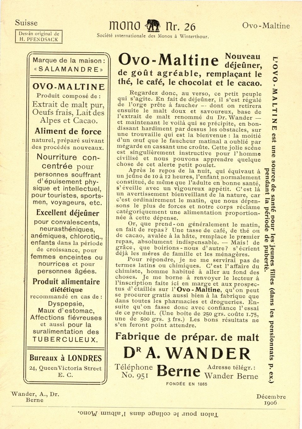 Ovomaltine, Carte Mono