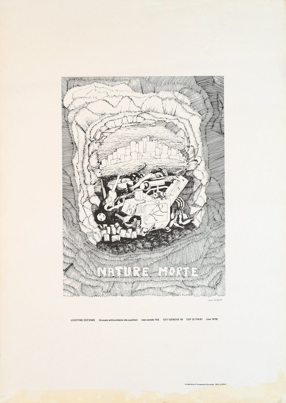 Nature Morte, Légitime Défense, Groupes Antinucléaires des Quartiers – Vintage poster – Luc DOBLER – 1978