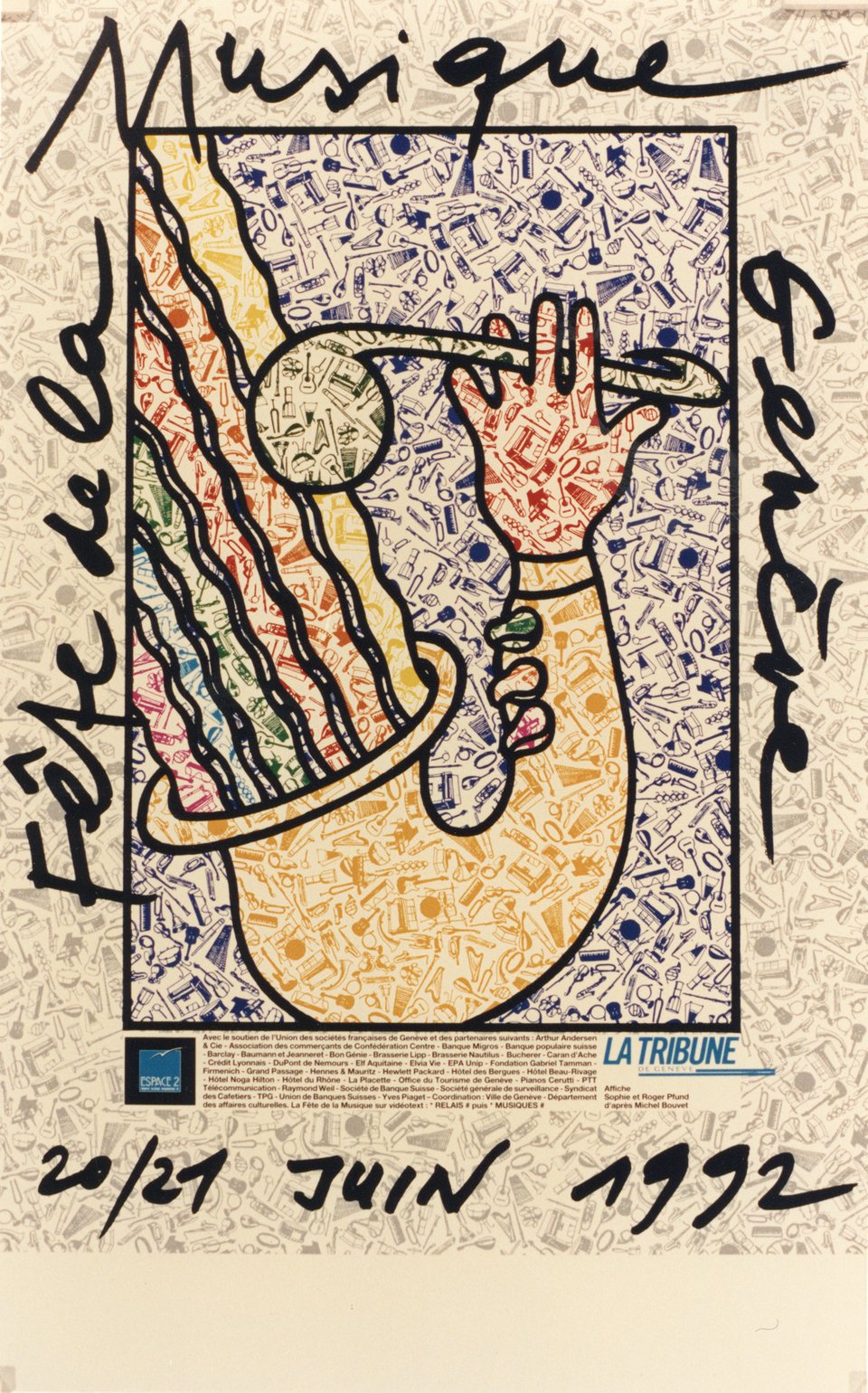 Fête de la musique – Affiche ancienne – Roger & Sophie PFUND – 1992