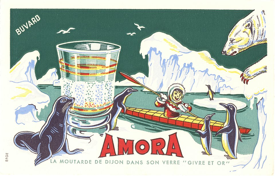 La moutarde Amora de Dijon dans son verre “givre et or – Vintage poster – ANONYMOUS – 1950