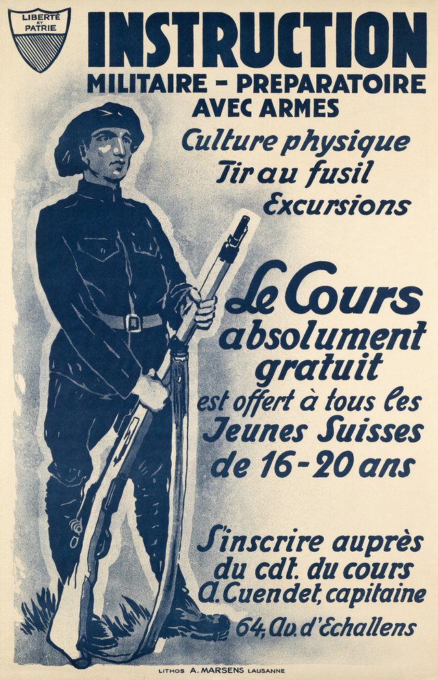 Instruction Militaire - Préparatoire avec armes, culture physique, Tir au fusil, Excursions, Le cours absolument gratuit est offert à tous les jeunes Suisses de 16-20 ans