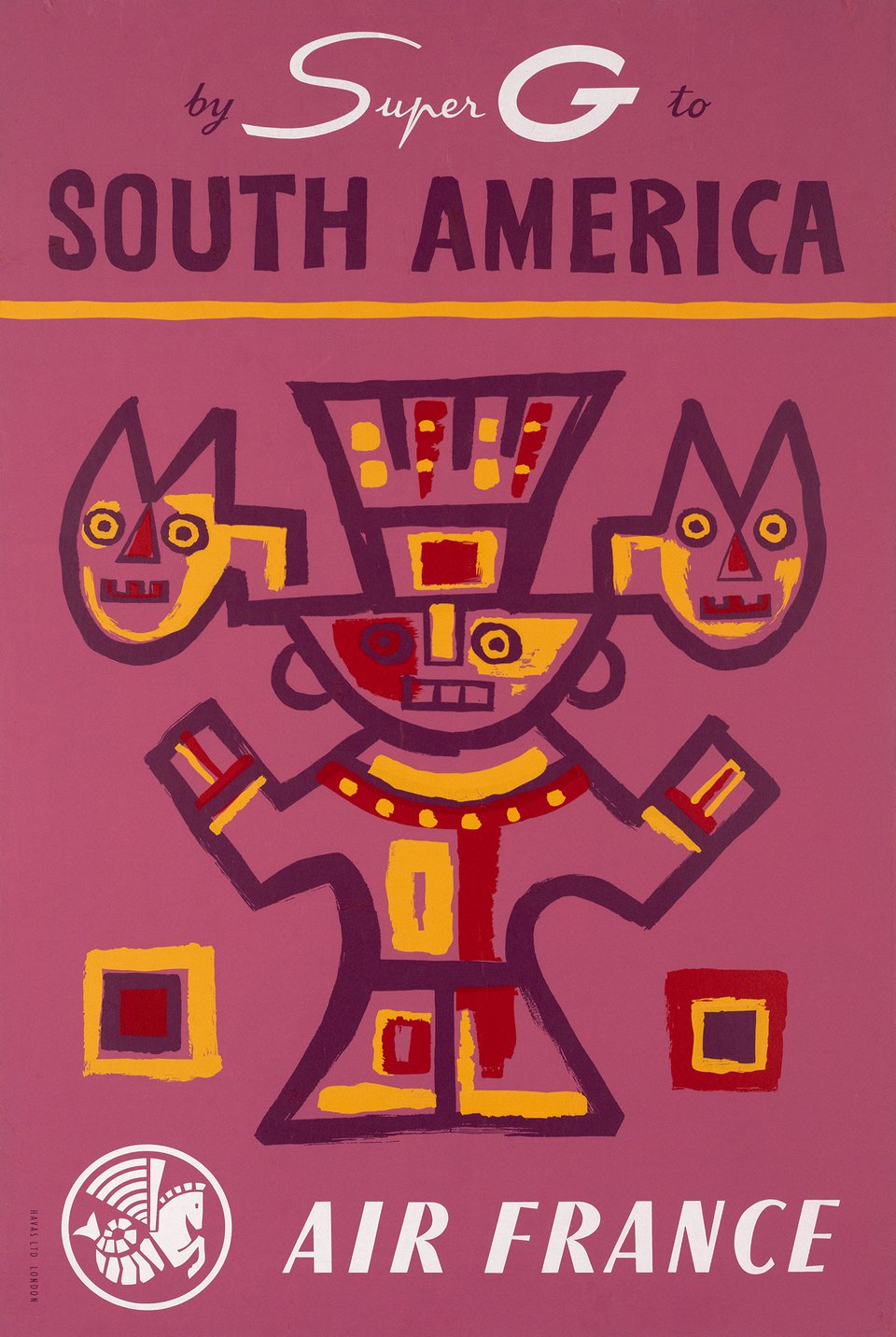 Air France, By Super G to South America – Affiche ancienne – ANONYMOUS – 1970