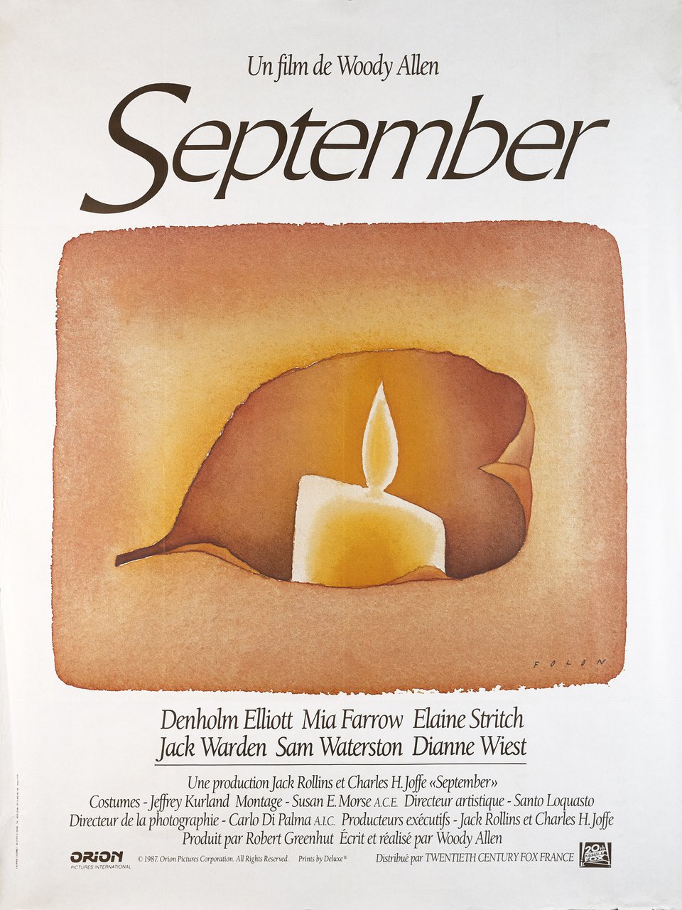 September, Un film de Woody Allen – Vintage poster – Jean-Michel FOLON – 1987