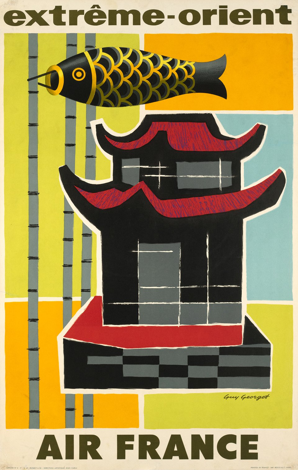 Air France, Extrême-Orient – Affiche ancienne – Guy GEORGET – 1956