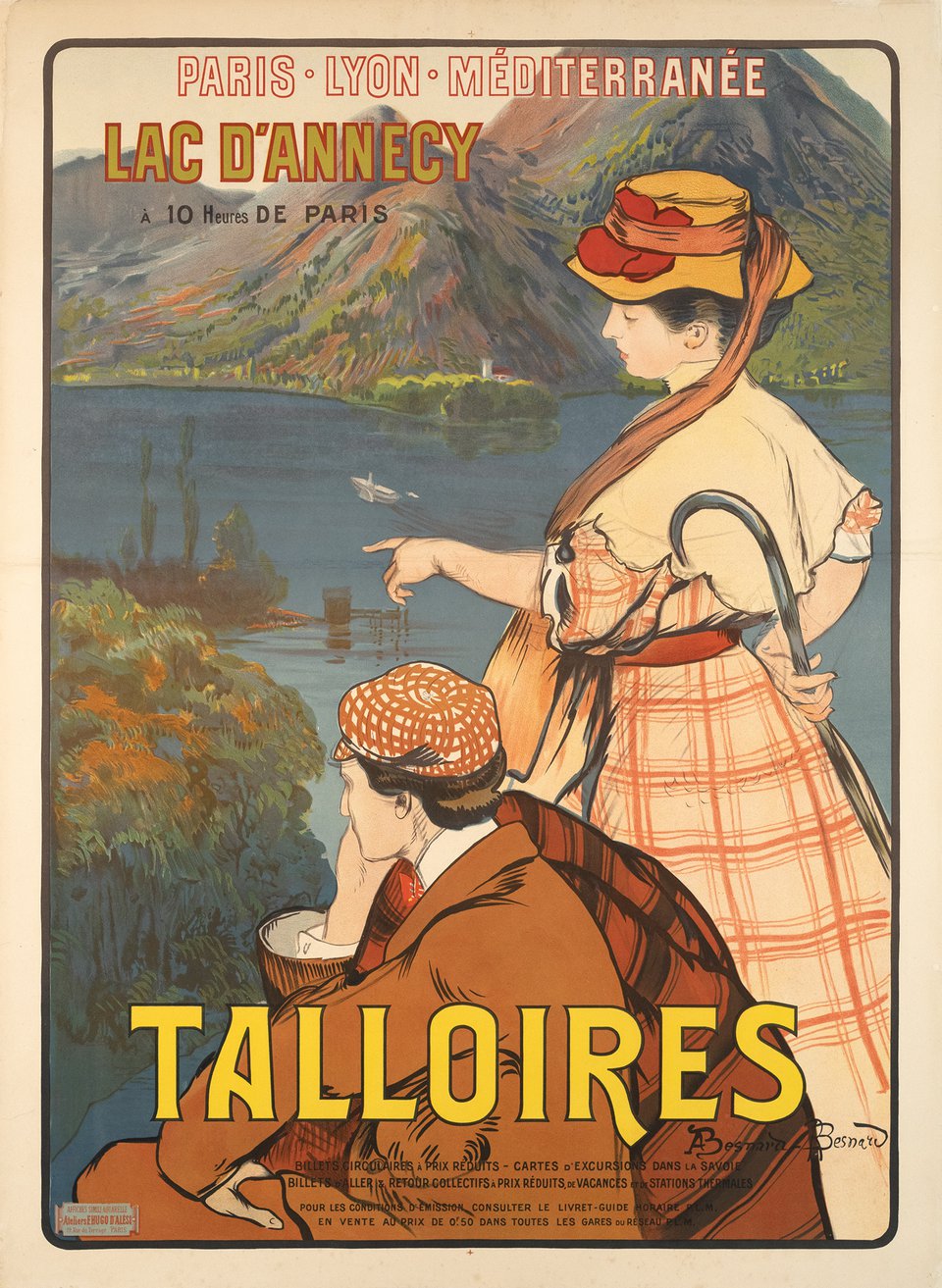 Talloires, Lac d'Annecy, Pary Lyon Méditerranée – Affiche ancienne – A. BESNARD – 1900