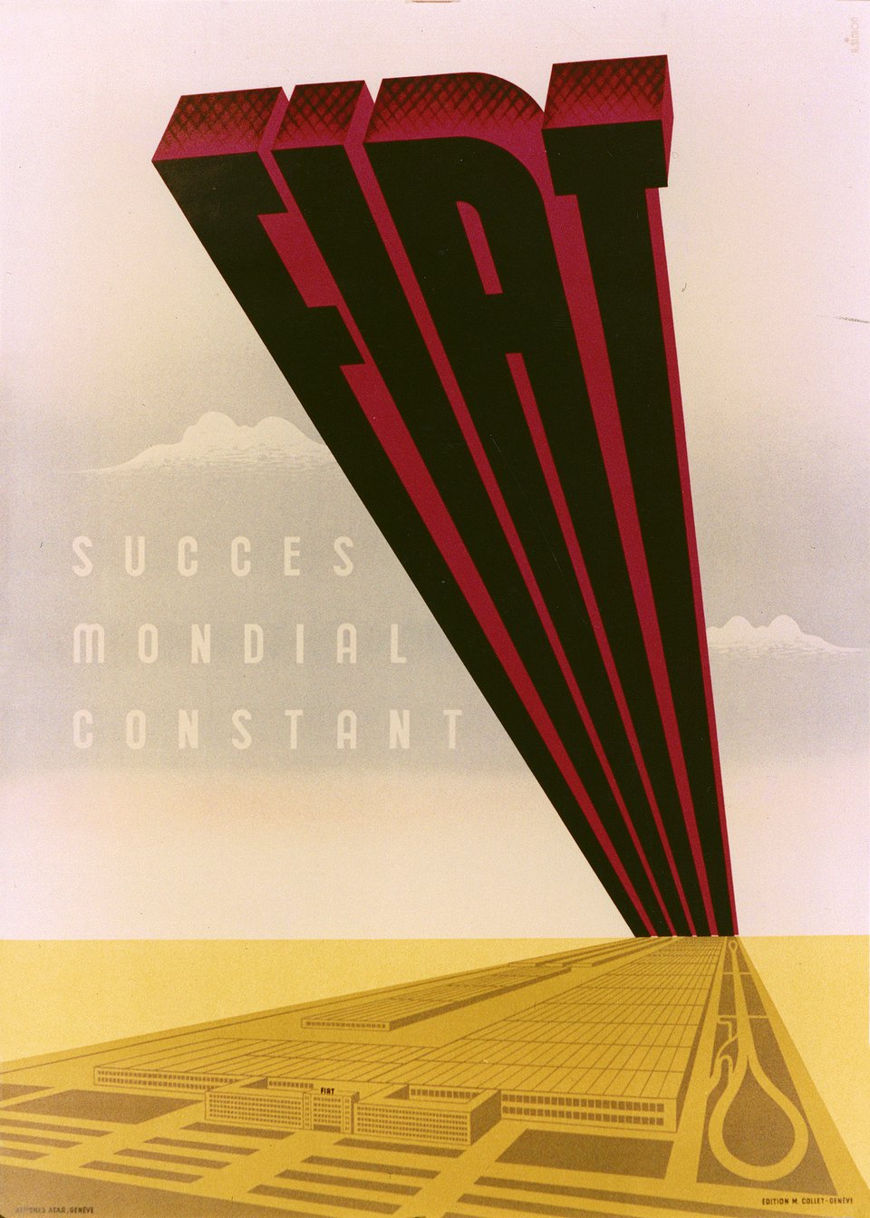 Fiat, Succès mondial constant – Affiche ancienne – André SIMON – 1950