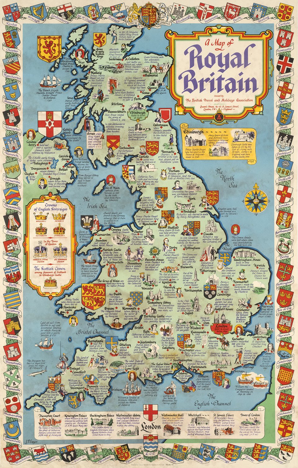 A map of Royal Britain – Affiche ancienne – J. P. SAYER – 1953