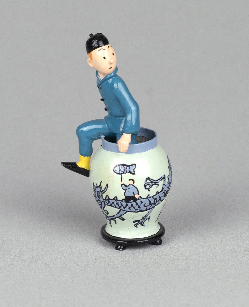 Le Lotus Bleu, Tintin sortant de la potiche, Pixi – Affiche ancienne – HERGE – 1993