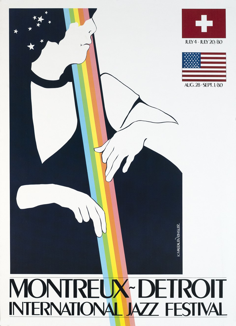 Montreux-Detroit International Jazz Festival – Affiche ancienne – K. Magdalen RINGLER – 1980