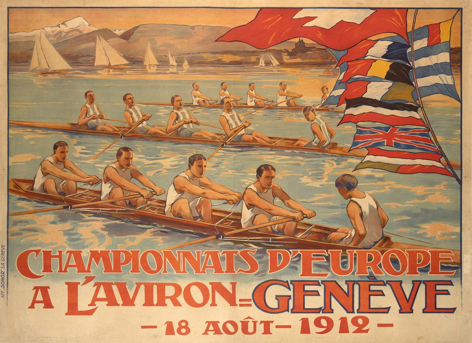 Championnat d'Europe à l'Aviron, Genève – Affiche ancienne – ANONYMOUS – 1912