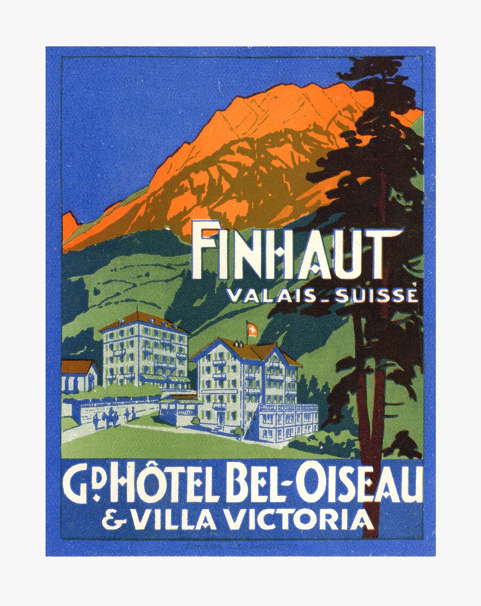 Gd Hôtel Bel-Oiseau & Villa Victoria Finhaut Valais Suisse – Affiche ancienne – ANONYMOUS – None