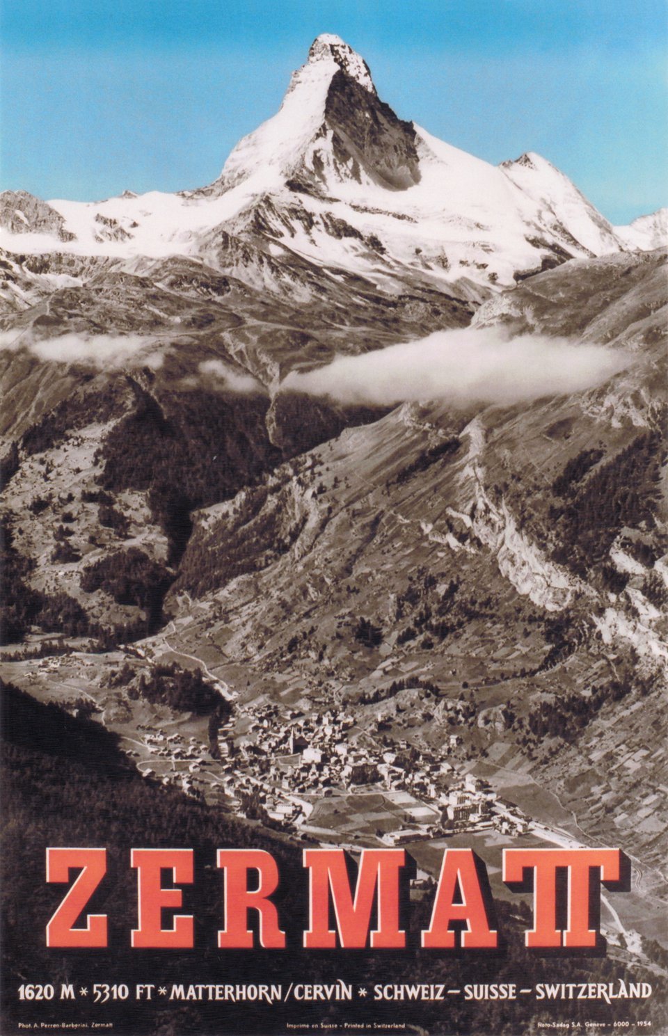 Zermatt – Affiche ancienne – PERREN - BARBERINI – 1954