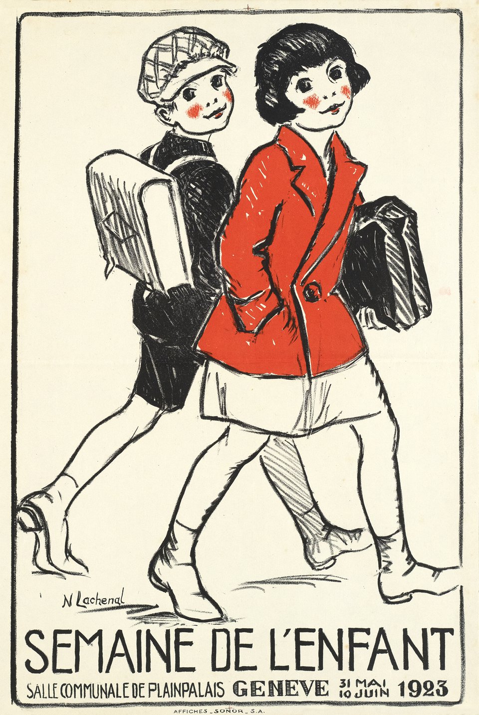 Semaine de l'Enfant, Salle communale de Plainpalais – Affiche ancienne – N. LACHENAL – 1923