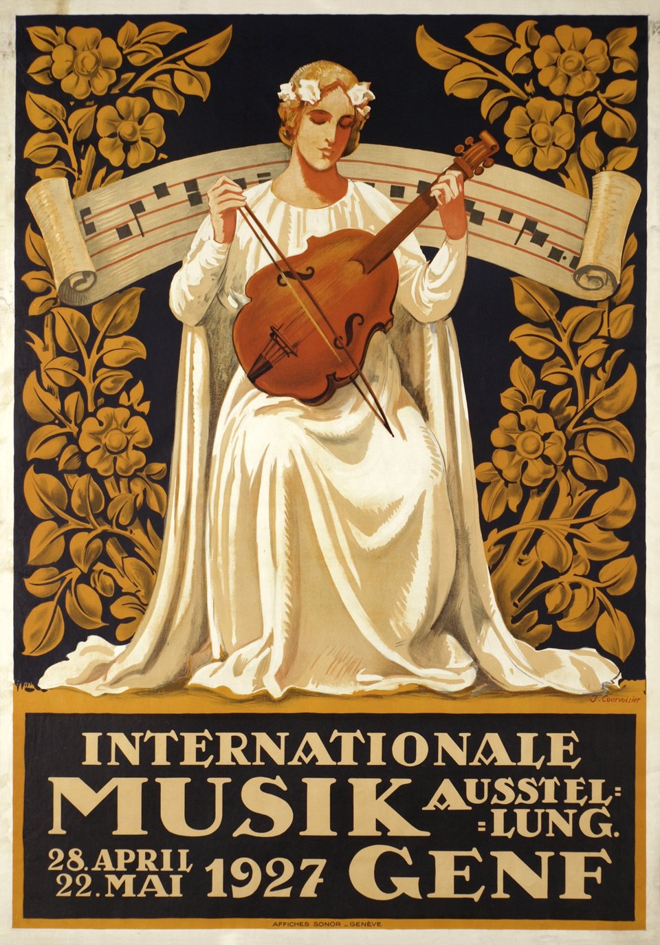 Internationale Musik Ausstellung 1927 Genf – Affiche ancienne – Jules COURVOISIER – 1927