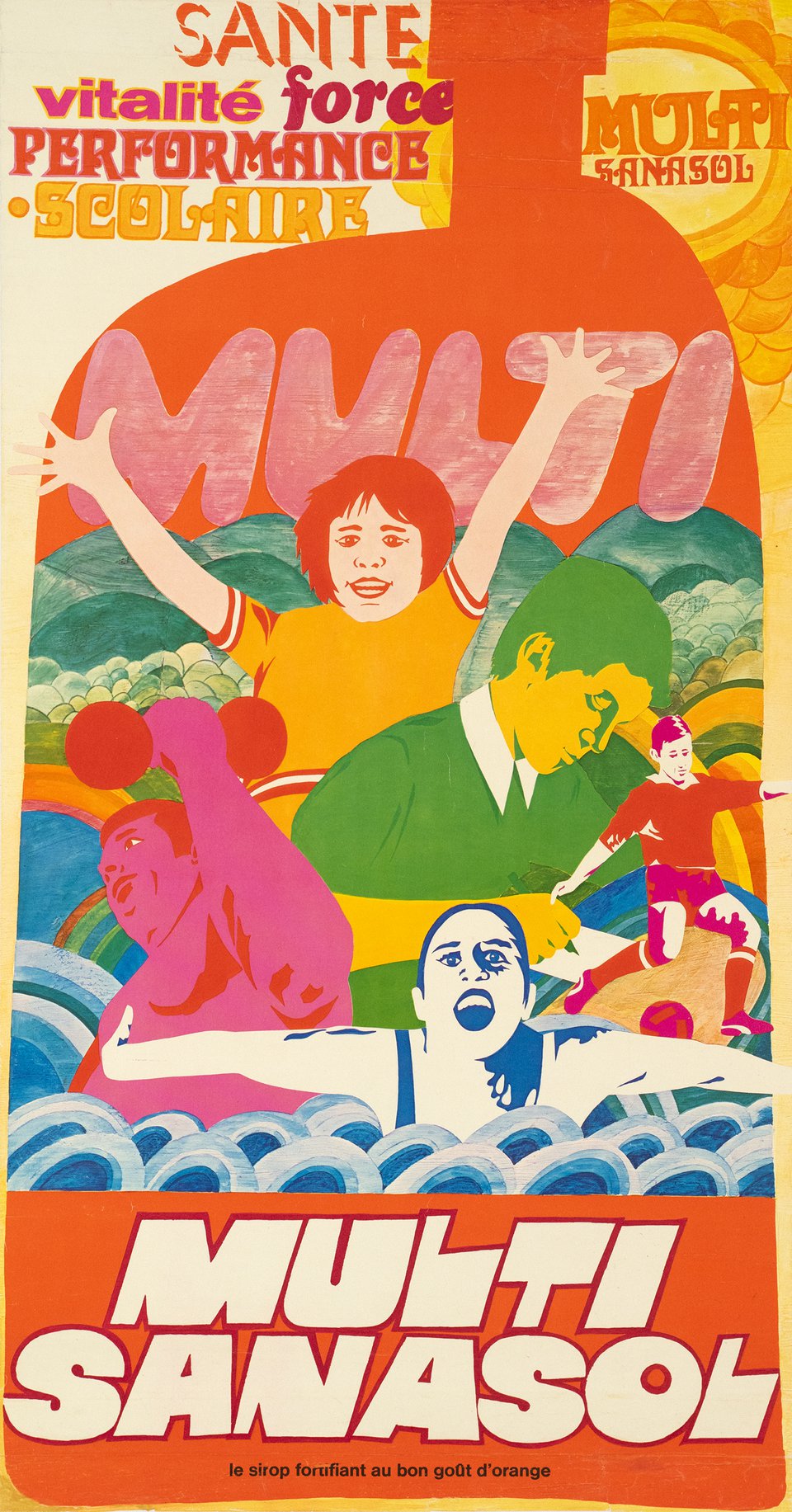 Multi Sanasol, Le sirop fortifiant au bon goût d'orange – Vintage poster – ANONYMOUS – 1970