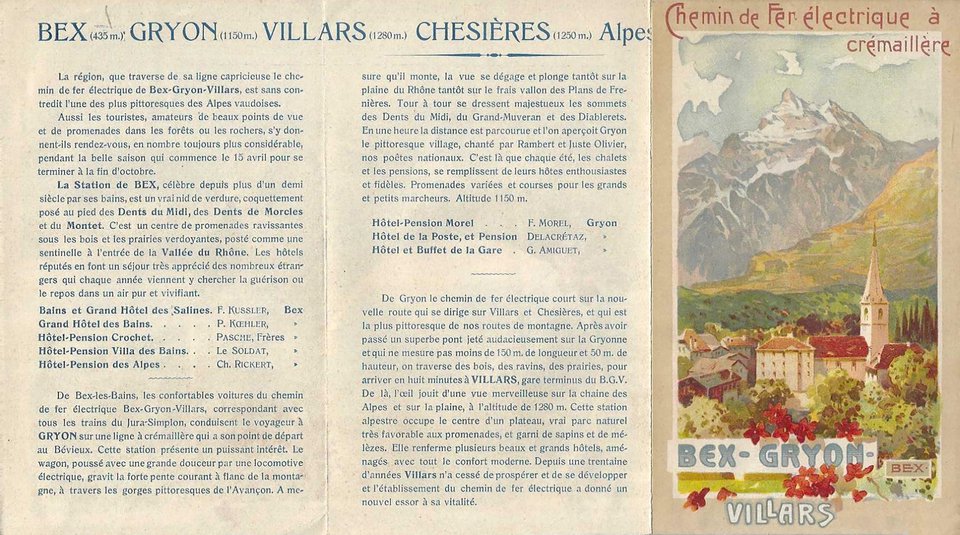 Bex-Gryon-Villars, Chemin de fer électrique à crémaillère, Prospectus