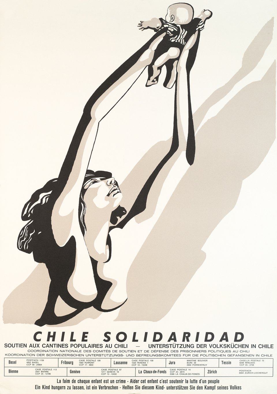 Chile Solidaridad, Soutient aux cantines populaires au Chili – Affiche ancienne – ANONYMOUS – 1975