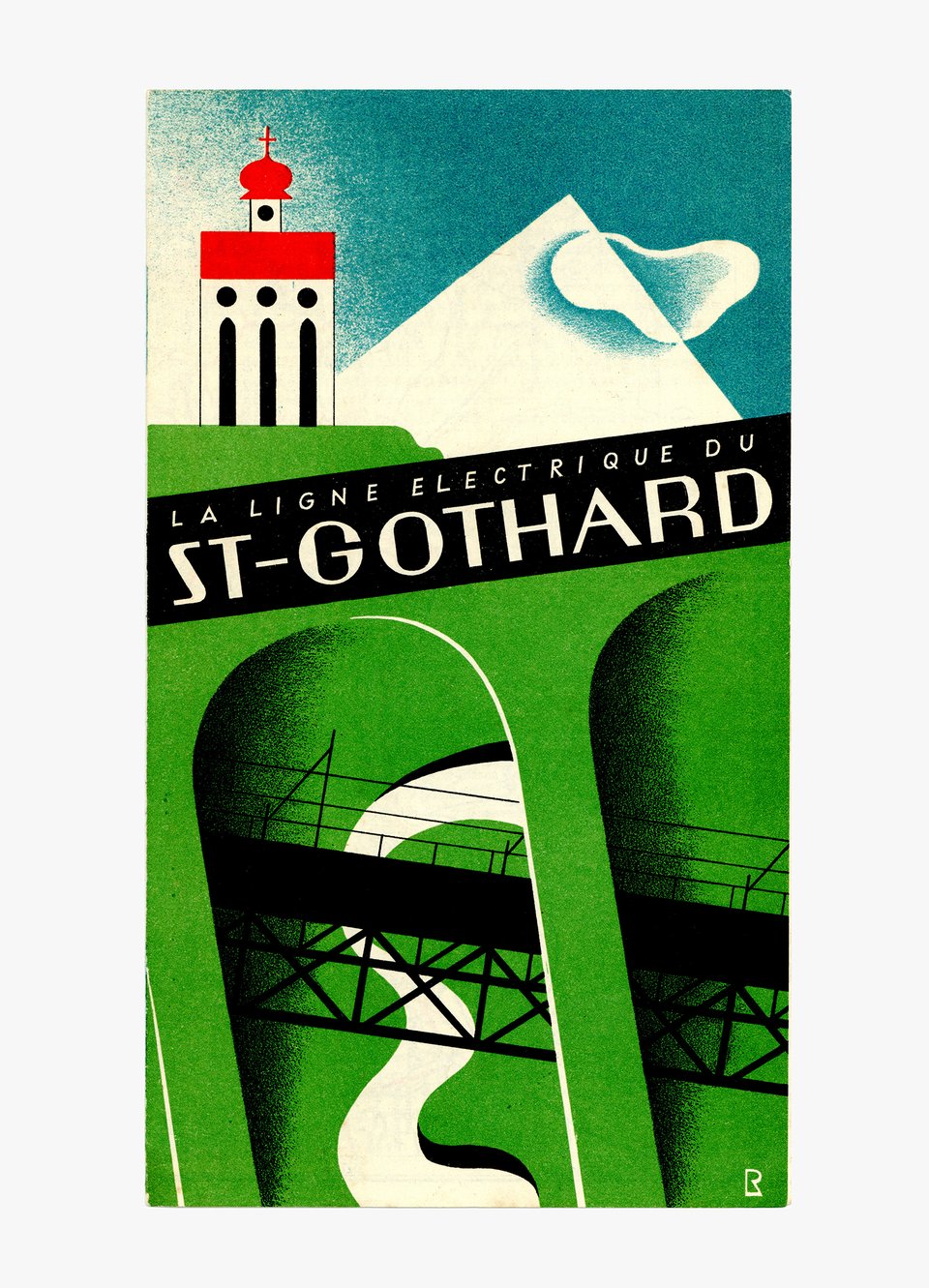 La Ligne électrique du St-Gothard – Affiche ancienne – Bernhard REBER – 1935