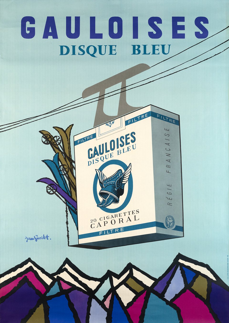 Gauloises, Disque Bleu – Vintage poster – Jean GUEILLET – 1955