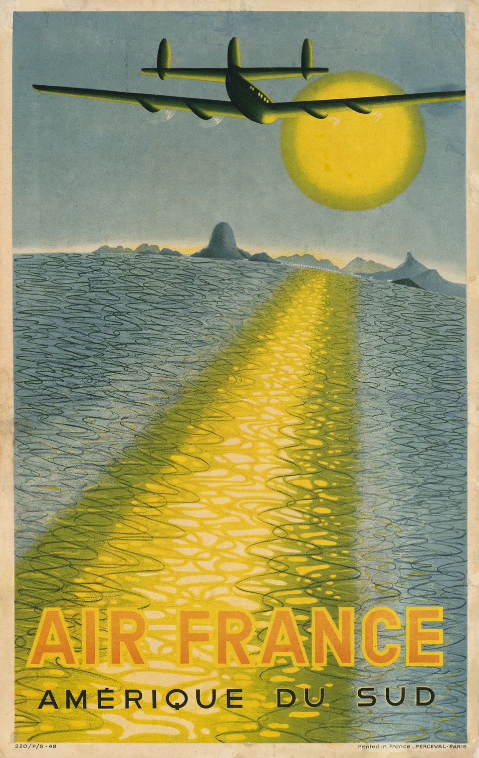 Air France, Amérique du Sud – Affiche ancienne – Victor VASARELY – 1948