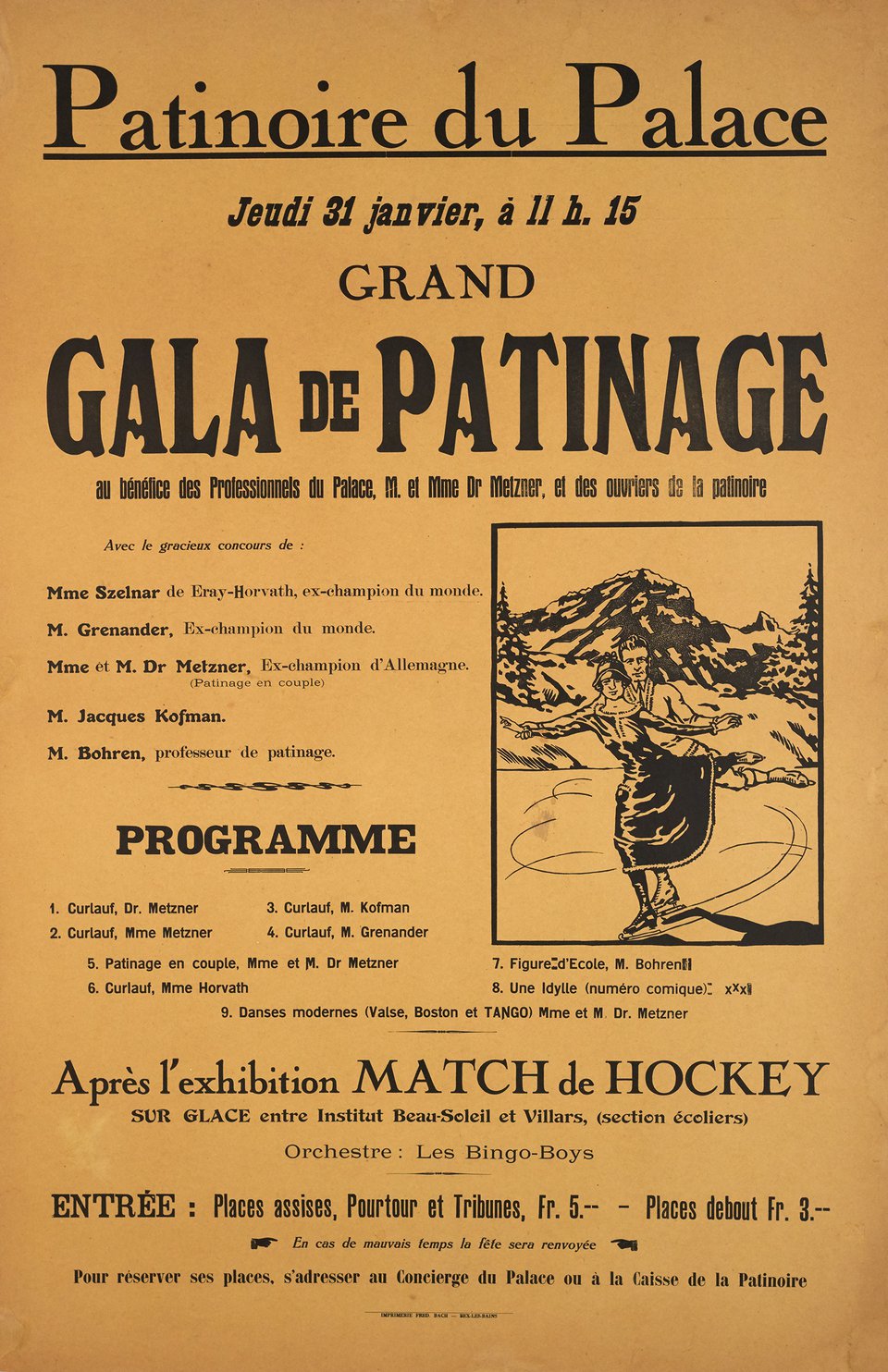 arsGrand Gala de Patinage, Patinoire du Palace – Affiche ancienne – ANONYMOUS – 1929