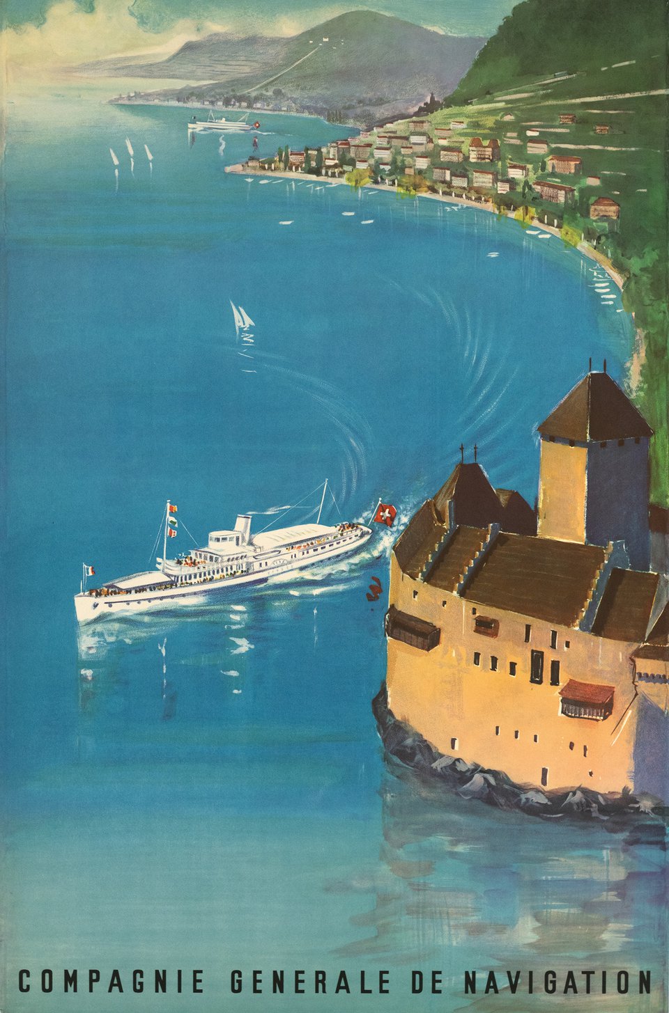 Compagnie Générale de Navigation, Switzerland – Affiche ancienne – ANONYMOUS – 1952