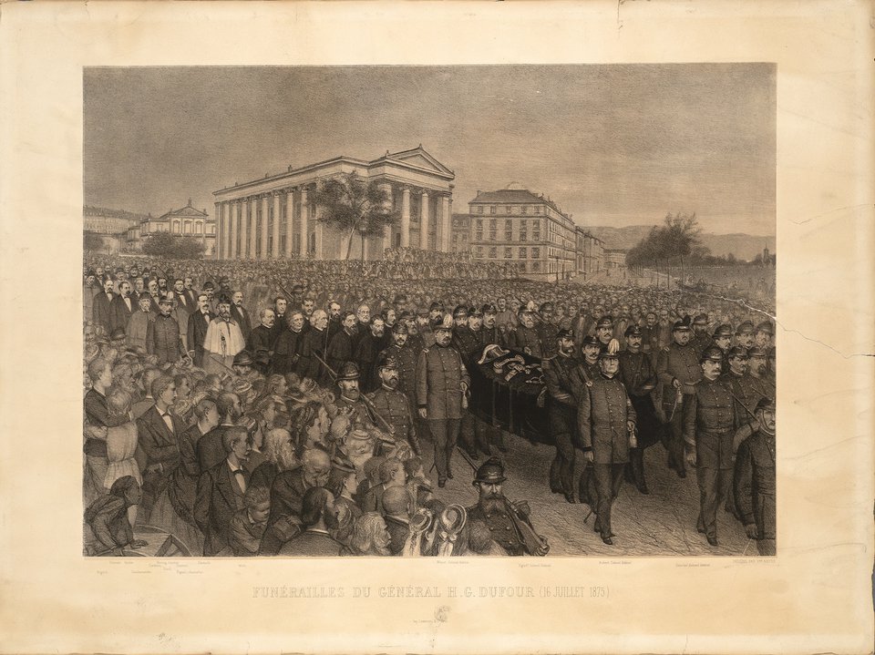 Funérailles du Général Dufour – Affiche ancienne – François ARTUS – 1875