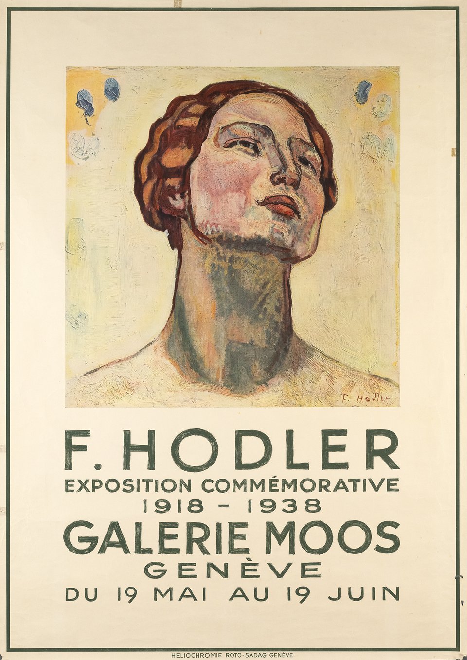 F. Hodler, Exposition commémorative, Galerie Moos, Genève – Vintage poster – Ferdinand HODLER – 1938
