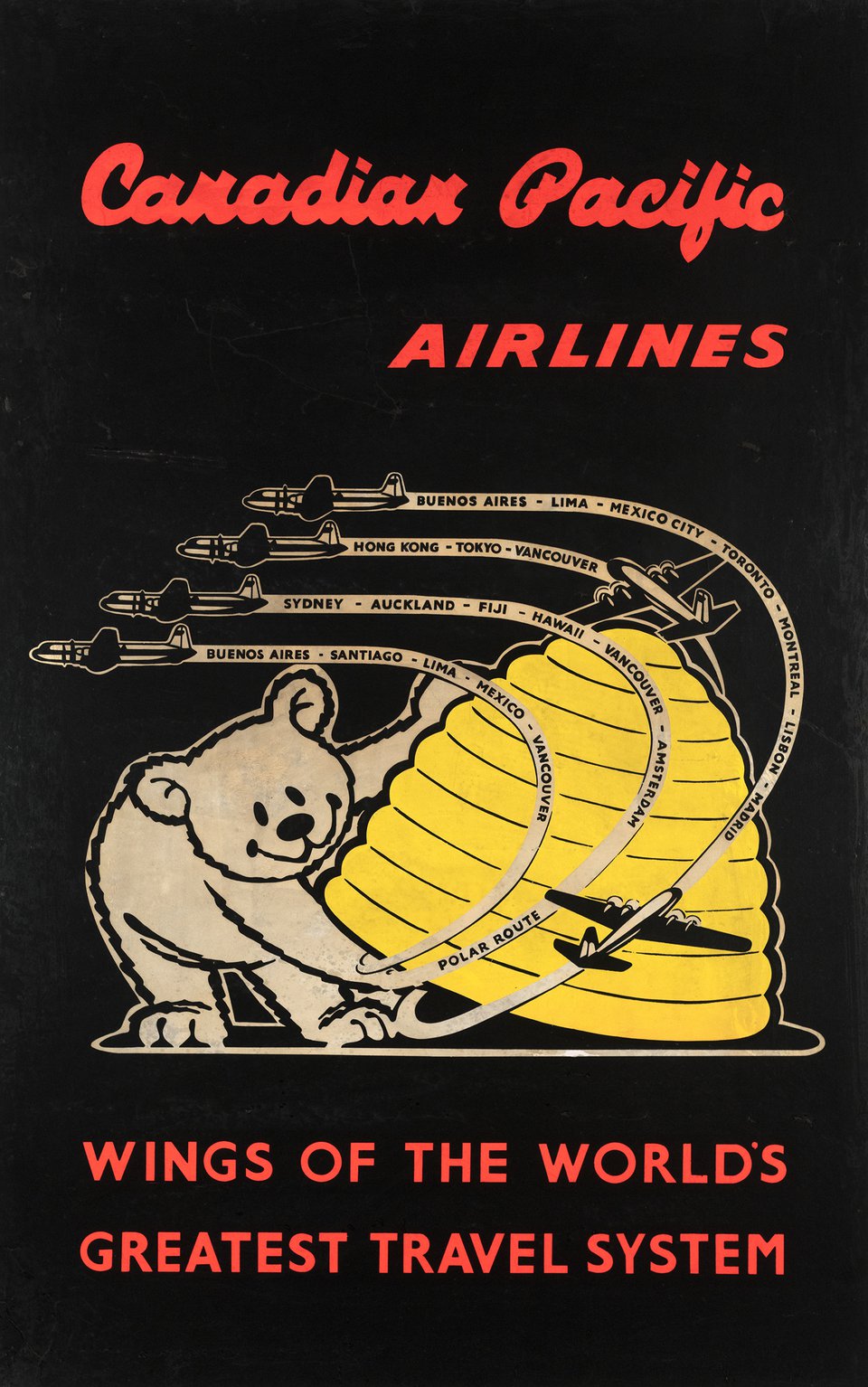 Canadian Pacific Airlines, Wings of the World, Greatest travel system – Vintage poster – ANONYMOUS – 1970