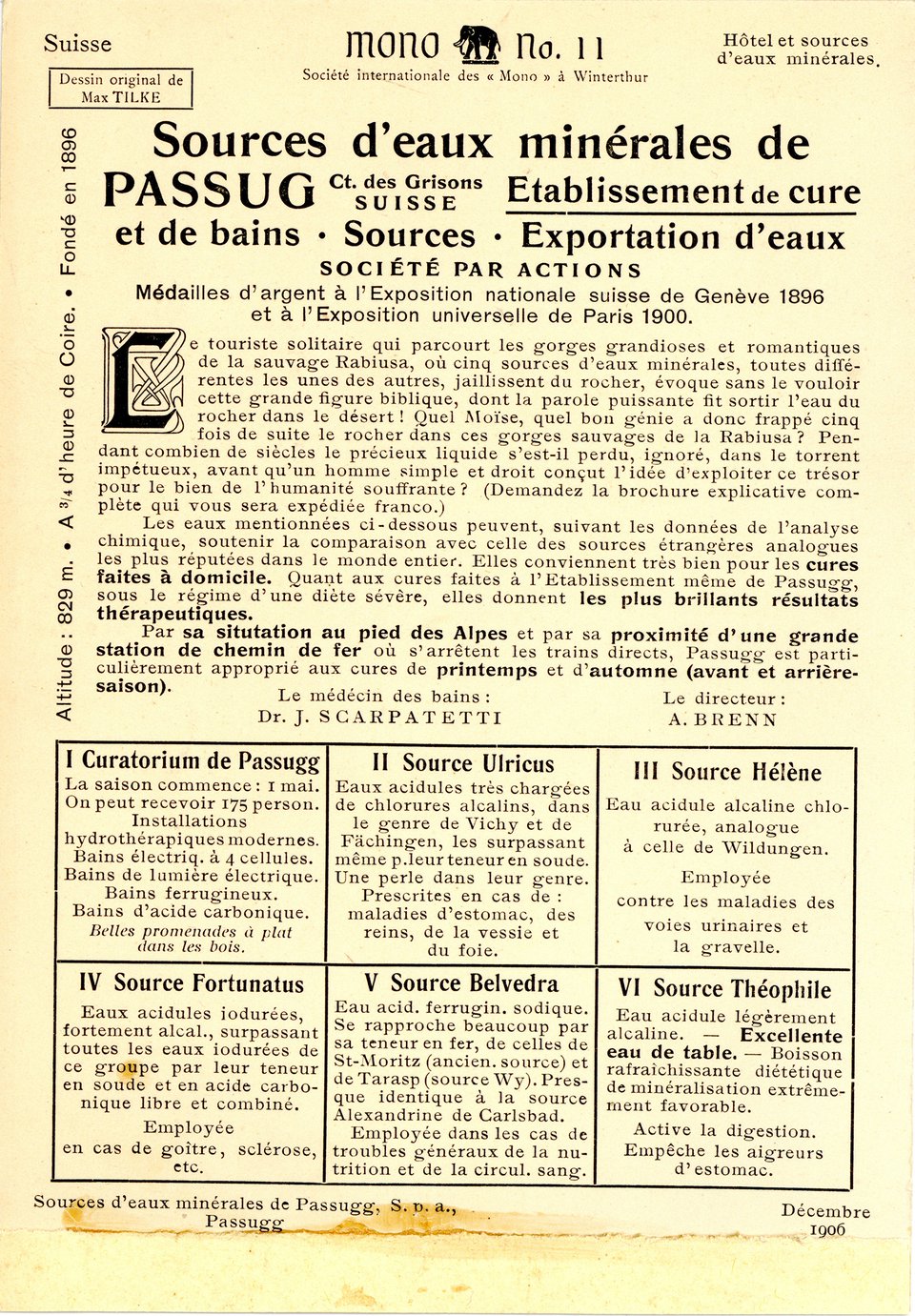 Sources d’eaux minérales de Passugg, Carte Mono
