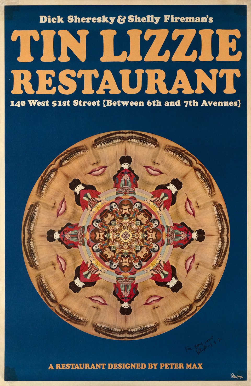 Tin Lizzie Restaurant – Affiche ancienne – Peter MAX – 1967