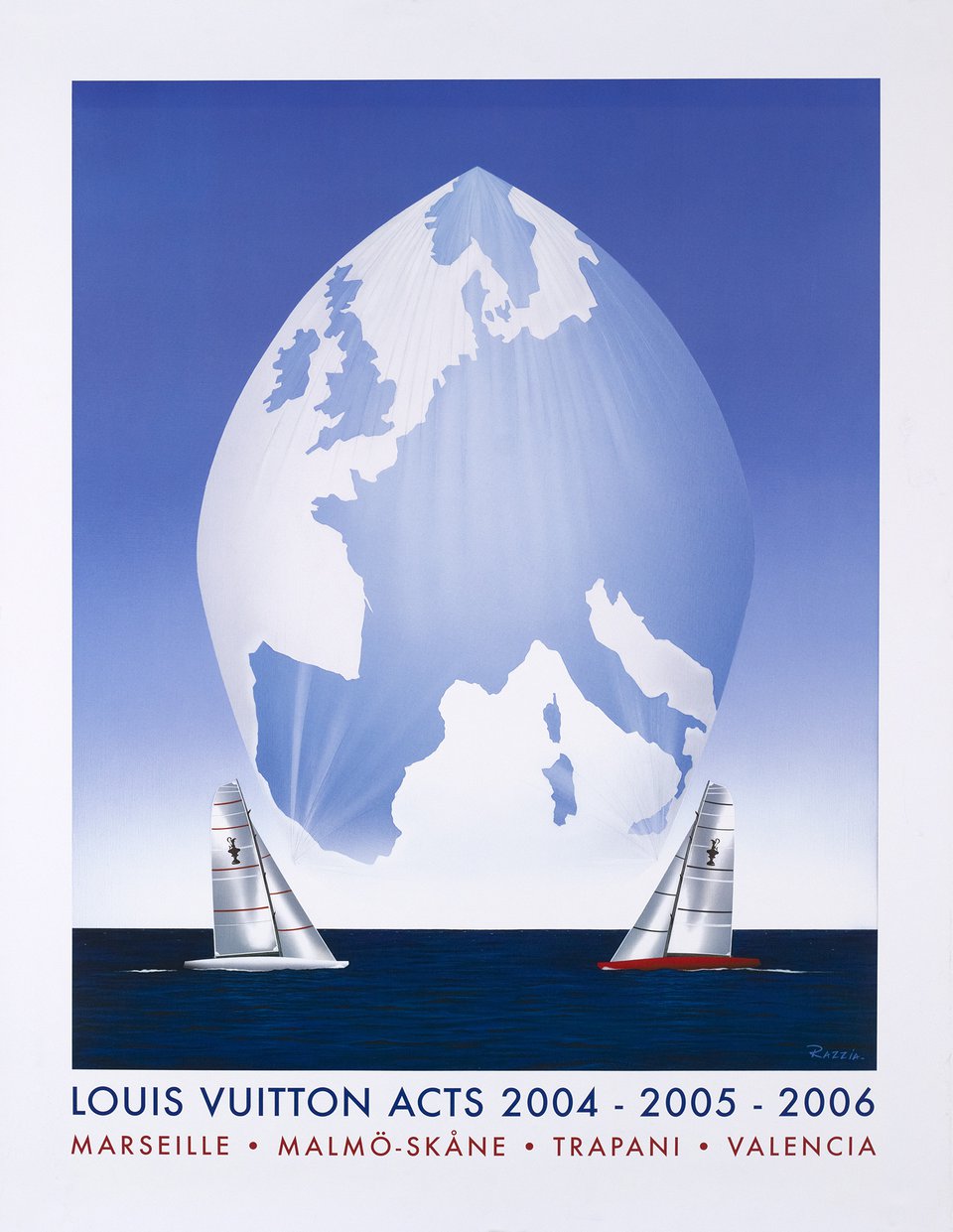 Louis Vuitton Acts 2004 - 2005 - 2006, Marseille Malmö-Skane Trapani Valencia – Affiche ancienne – RAZZIA – 2004