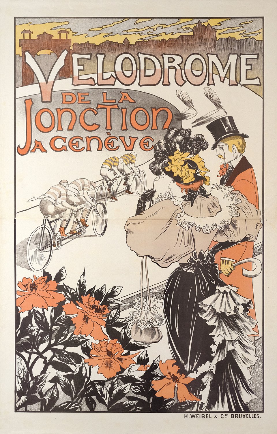 Vélodrome de la Jonction, Genève – Affiche ancienne – Georges GUIBENTIF – 1900