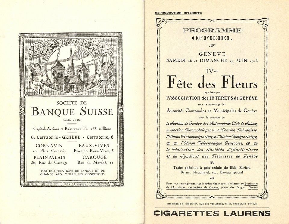 Programme officiel de la Fête des Fleurs de Genève