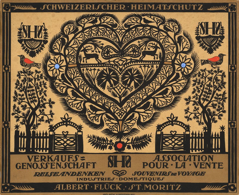 Schweizerischer Heimatschutz, Association pour la vente, Albert Flück, St.Moritz – Vintage poster – ANONYMOUS – 1925