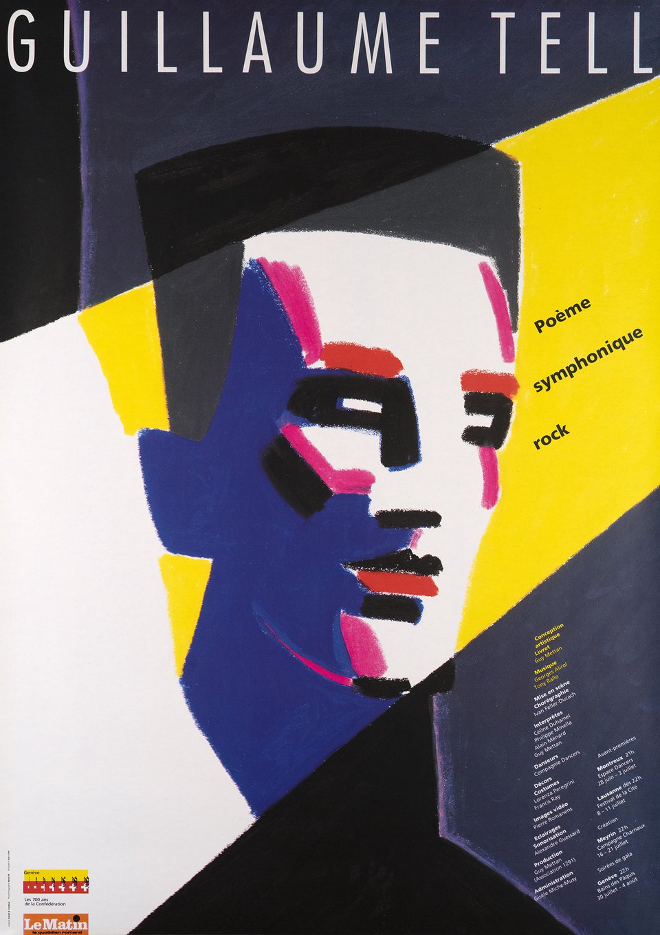 Guillaume Tell, Poème symphonique rock, les 700 ans de la confédération – Affiche ancienne – KOHLER & TONDEUX – 1991