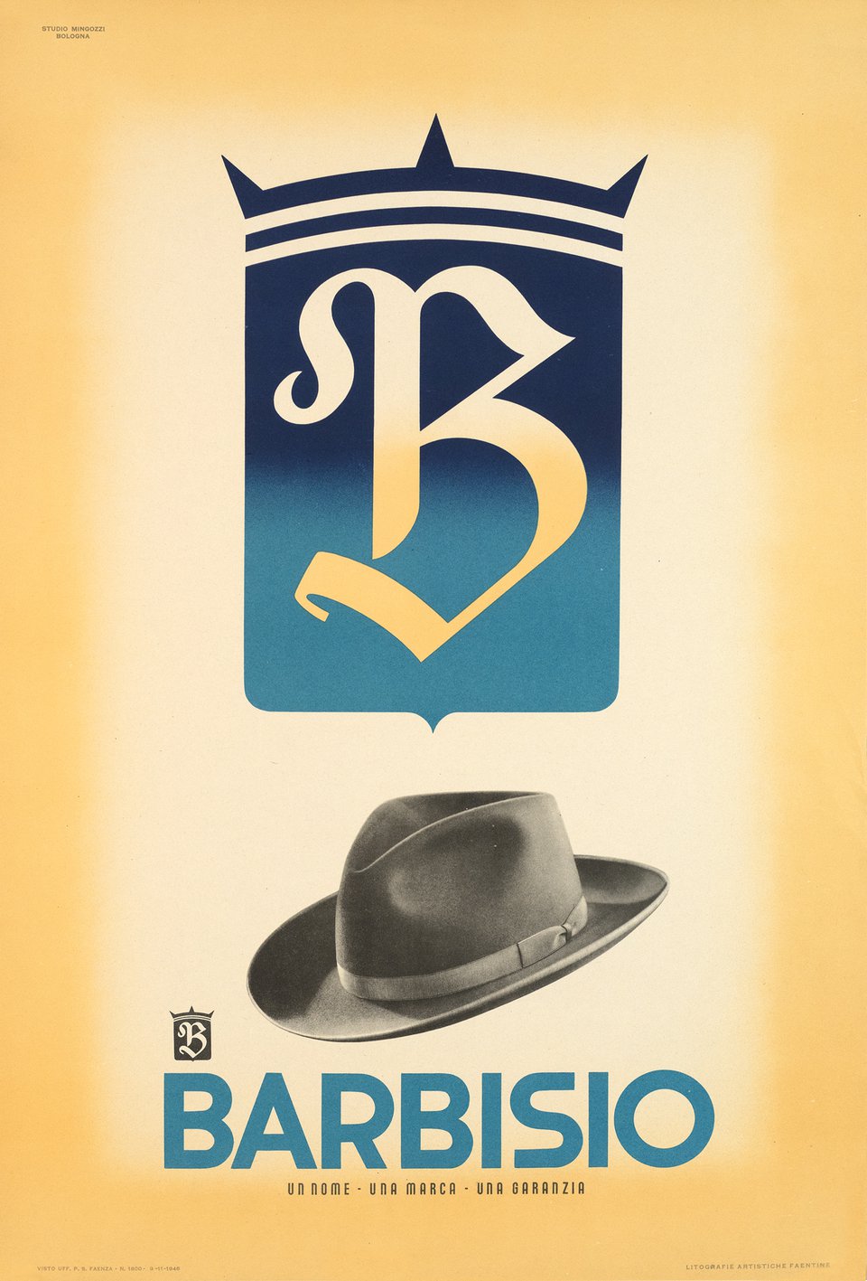 Barbisio, Un nome, Una marca, Una garanzia – Affiche ancienne – Giovanni MINGOZZI – 1946