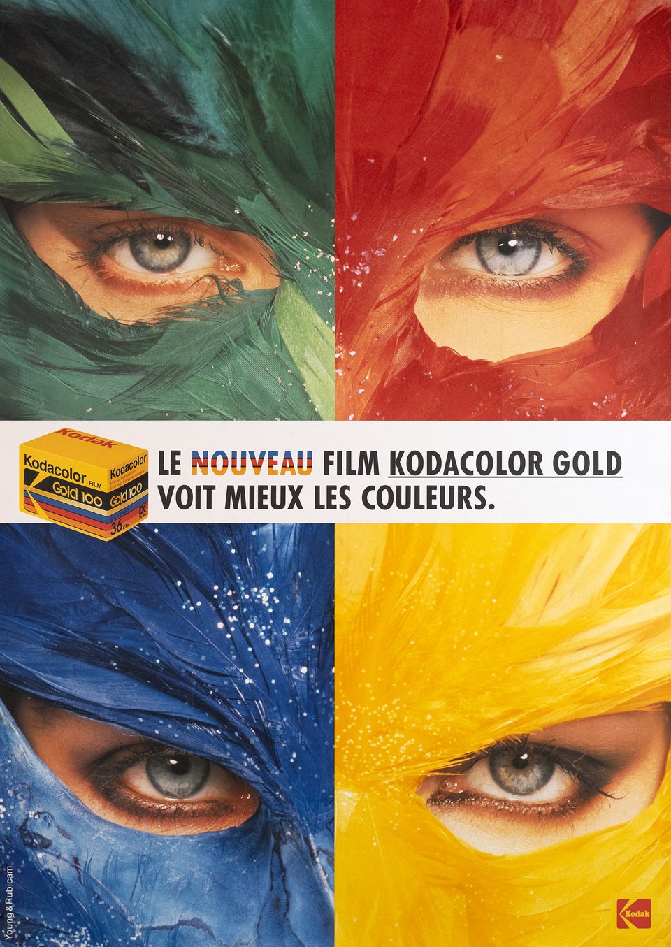 Le nouveau film Kodacolor Gold voit mieux les couleurs – Affiche ancienne – Young & Rubicam – 1992