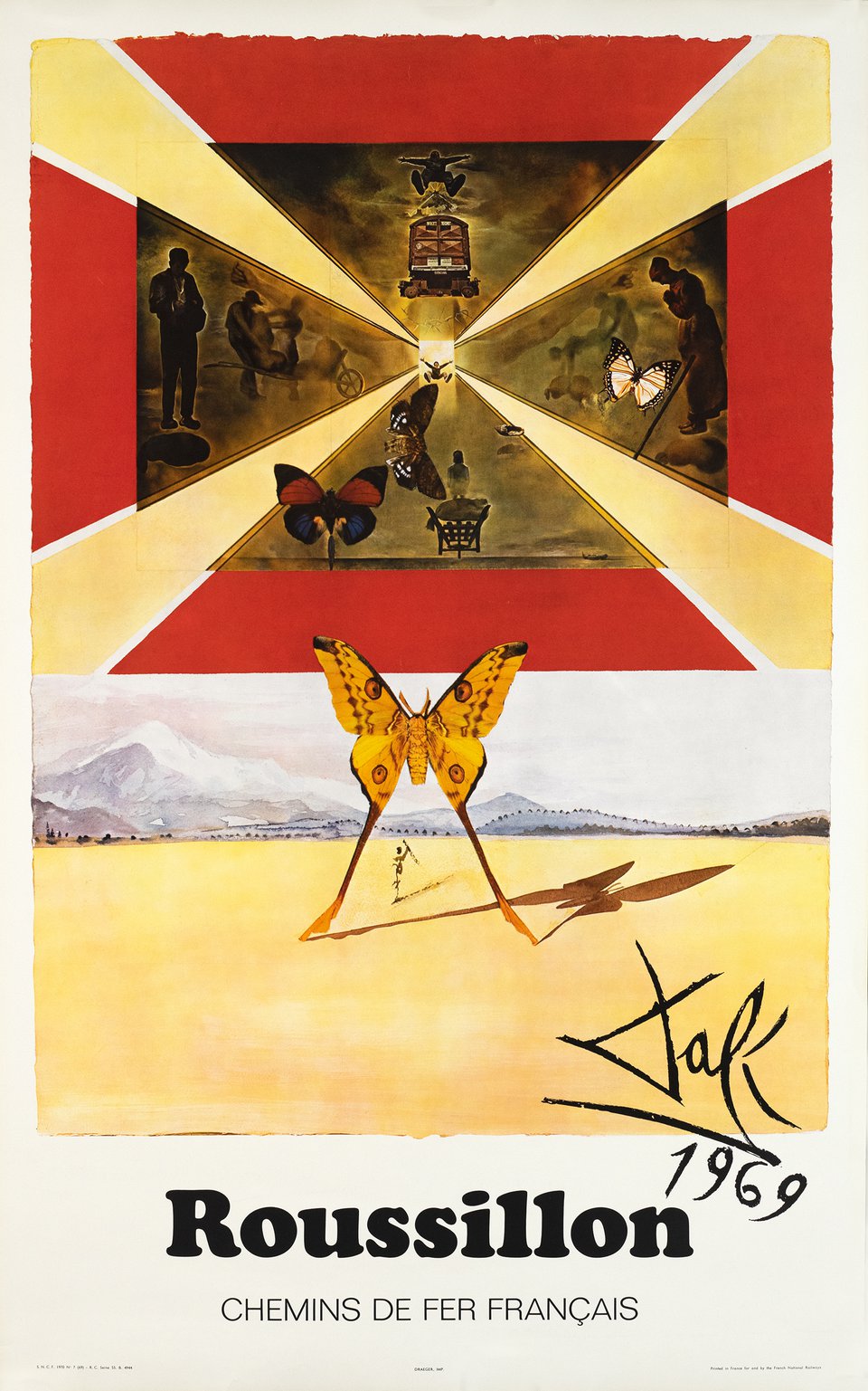 Roussillon, Chemins de Fer Français – Affiche ancienne – Salvador DALI – 1970