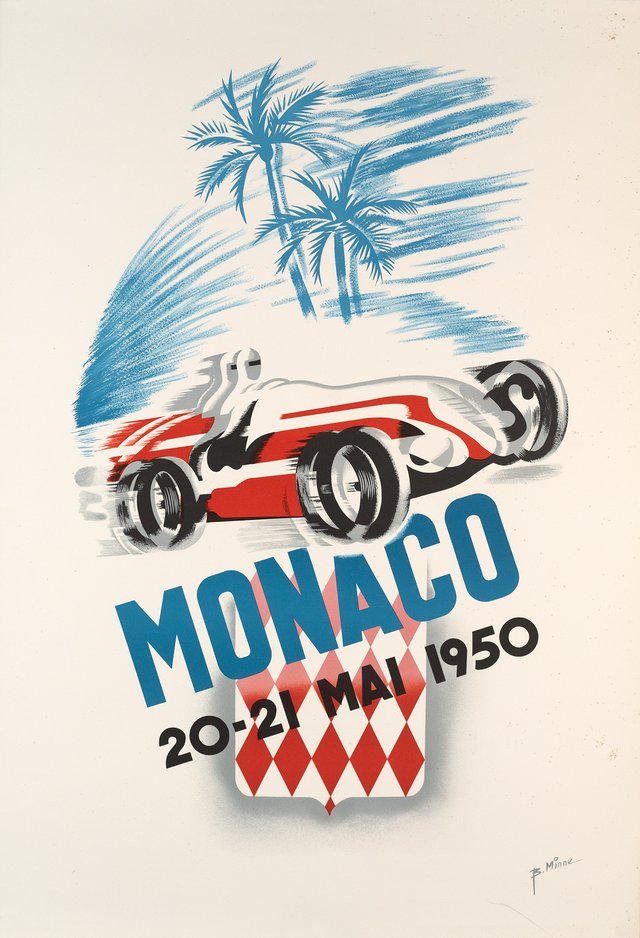 Monaco, Grand Prix Automobile, 20-21 mai 1950. Decorative poster 1983