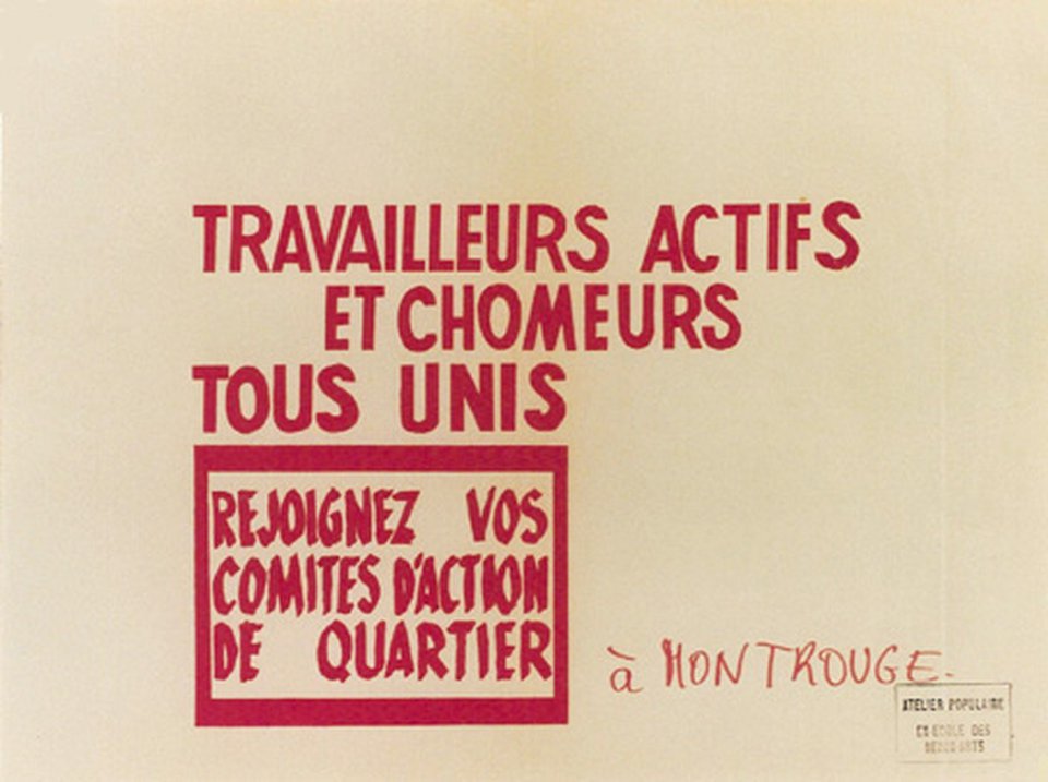 Mai 68, Travailleurs actifs & chomeurs, tous unis – Affiche ancienne – ANONYMOUS – 1968