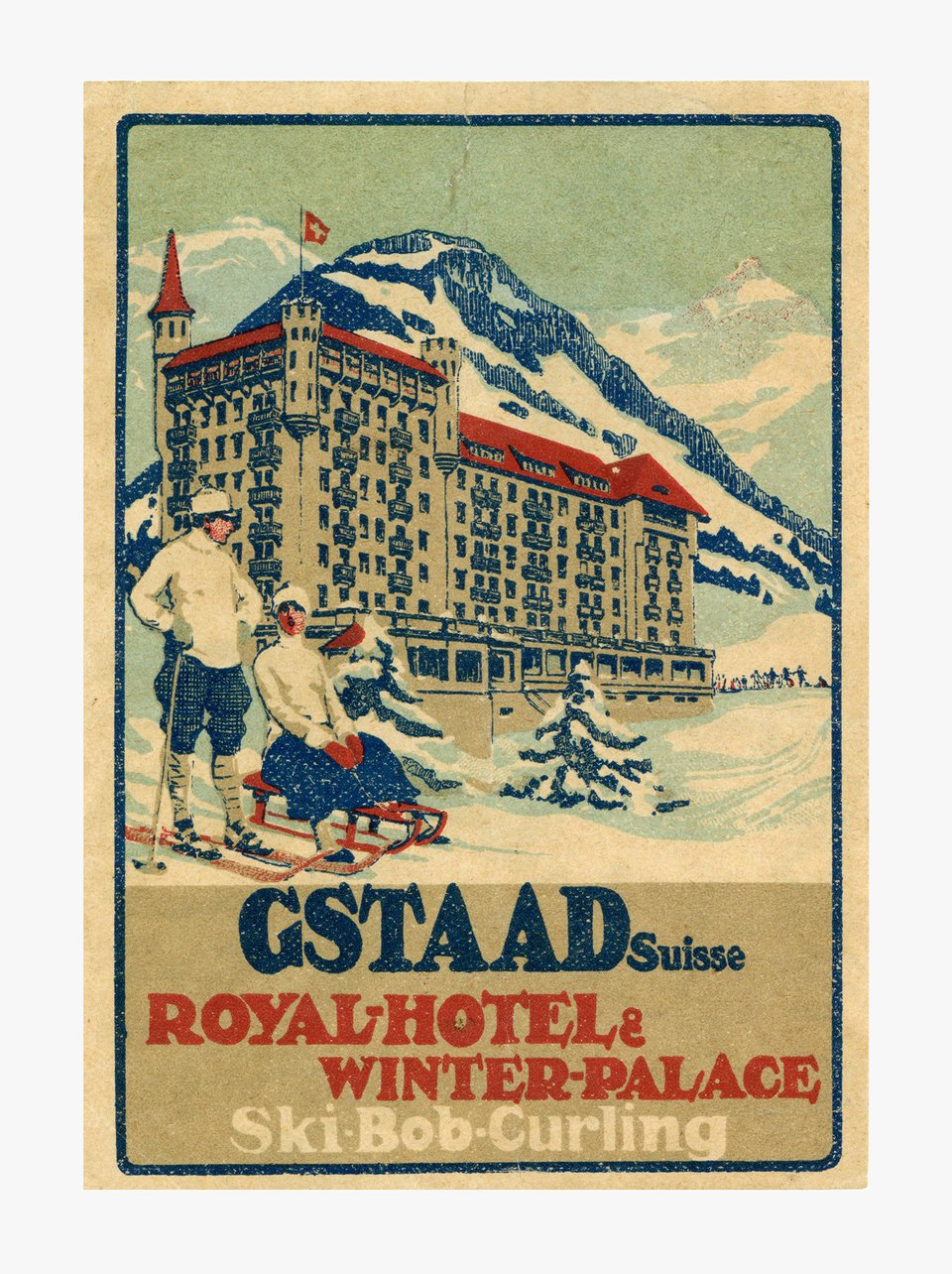 Royal - Hotel & Winter - Palace Ski - Bob - Curling Gstaad Suisse – Vintage poster – ANONYMOUS – None