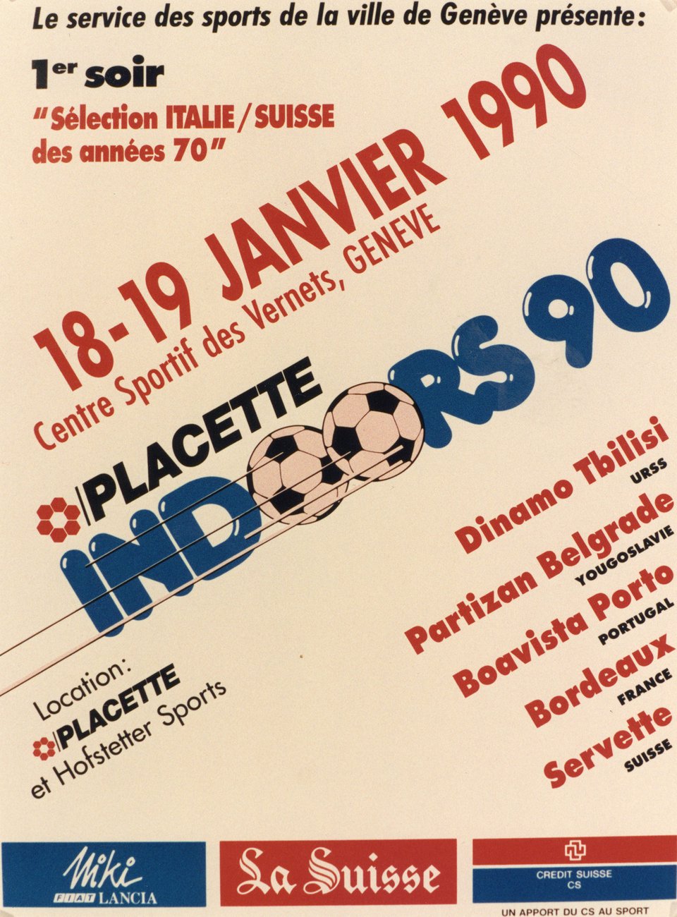 Indoors 90, Italie-Suisse – Vintage poster – ANONYMOUS – 1990