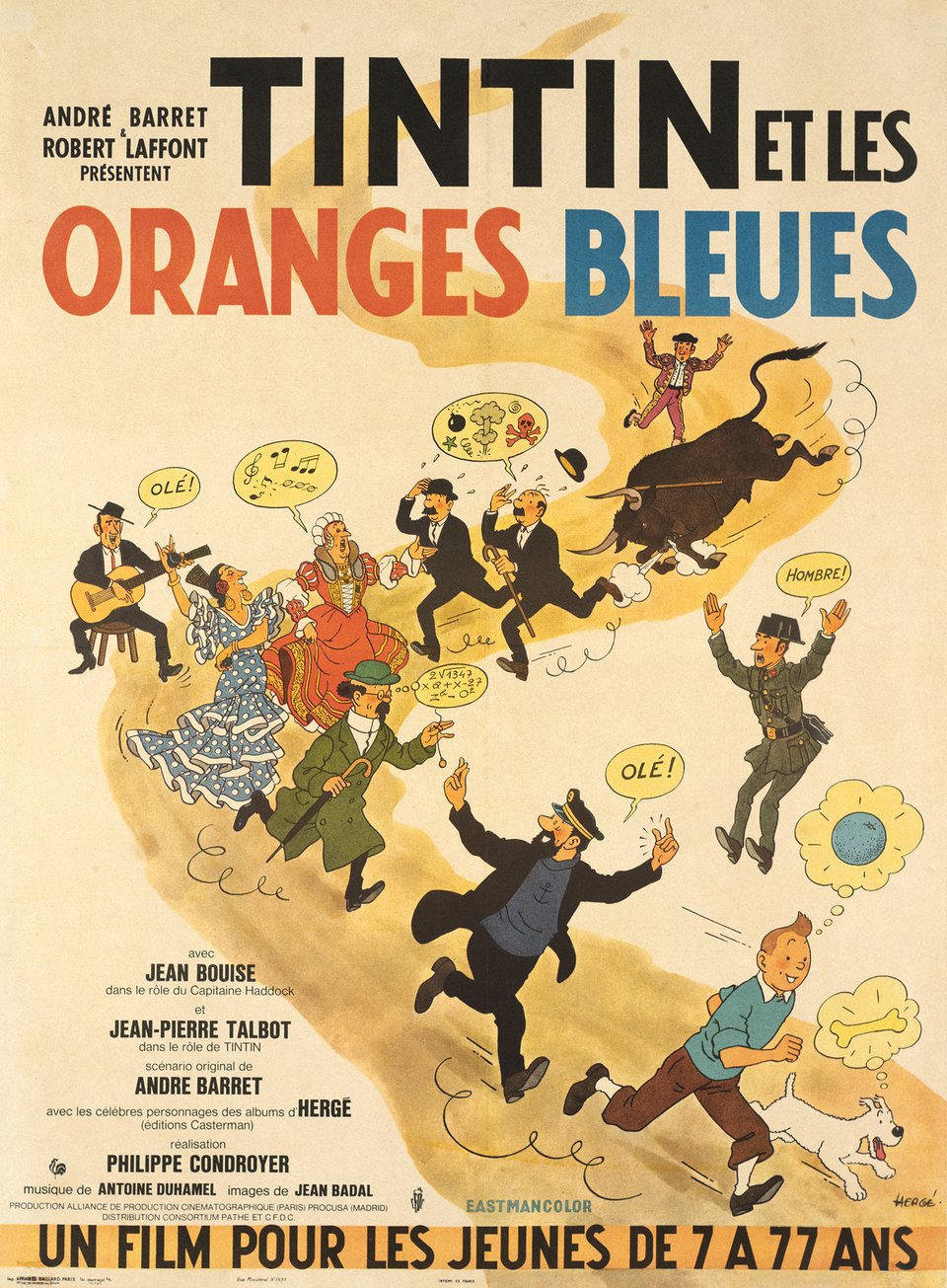 Tintin et les Oranges Bleues – Affiche ancienne – HERGE – 1965