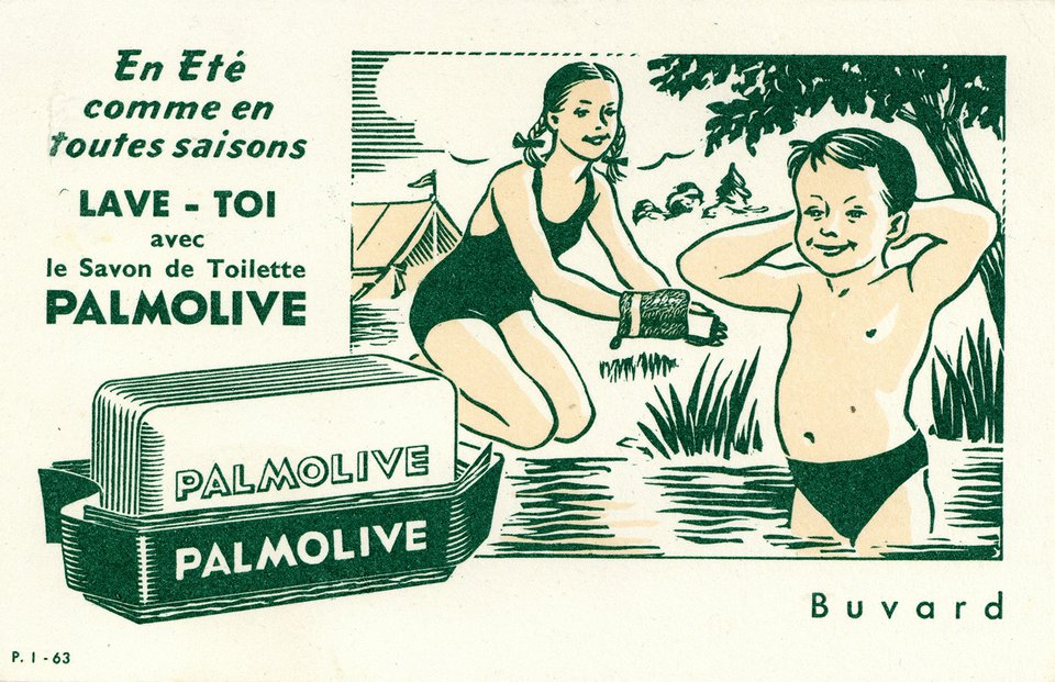 En été comme en toutes saisons, Lave-toi avec le Savon de Toilette Palmolive – Affiche ancienne – ANONYMOUS – 1950