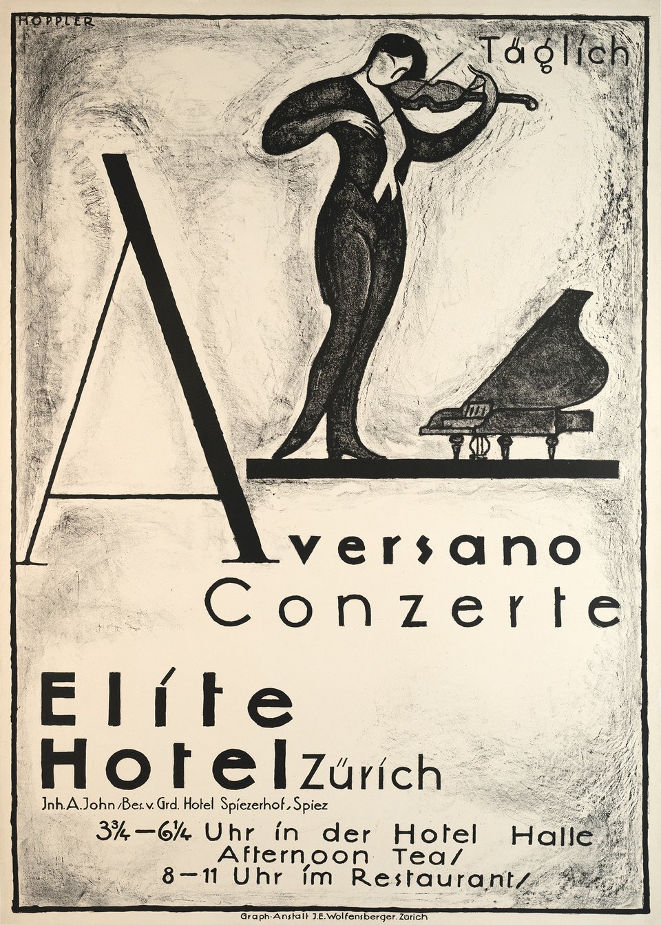 Aversano Conzerte, Elite Hotel, Zürich – Vintage poster – Albert HOPPLER – 1915