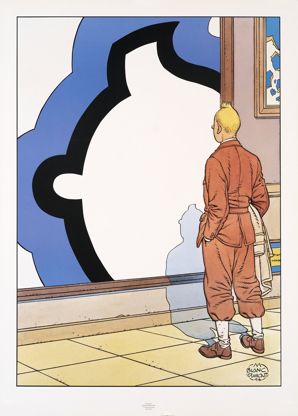 Tintin, , Influence, Edition Mégawave – Vintage poster – Michel BLANC-DUMONT, HERGE – 1994